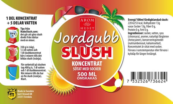 SLUSH Jordgubb koncentrat 500 ML, spädes 1+5