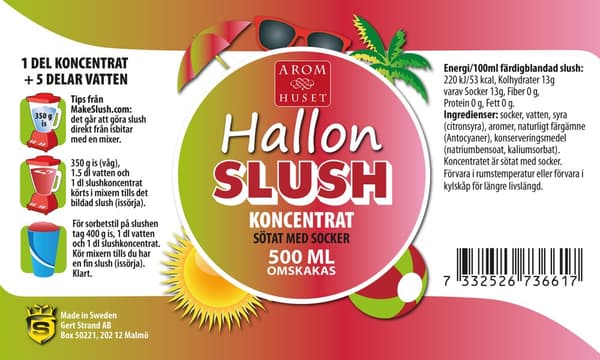 SLUSH Hallon koncentrat 500 ML, spädes 1+5