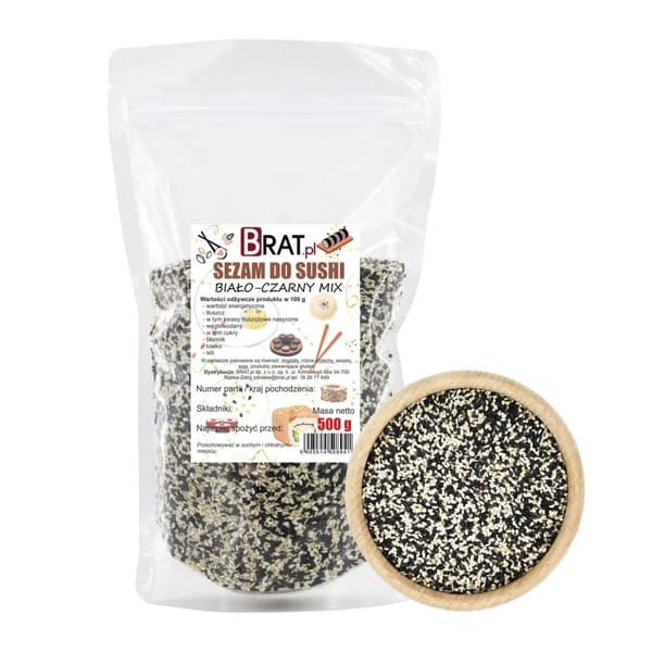 Sesam til sushi - hvid og sort blanding 500g