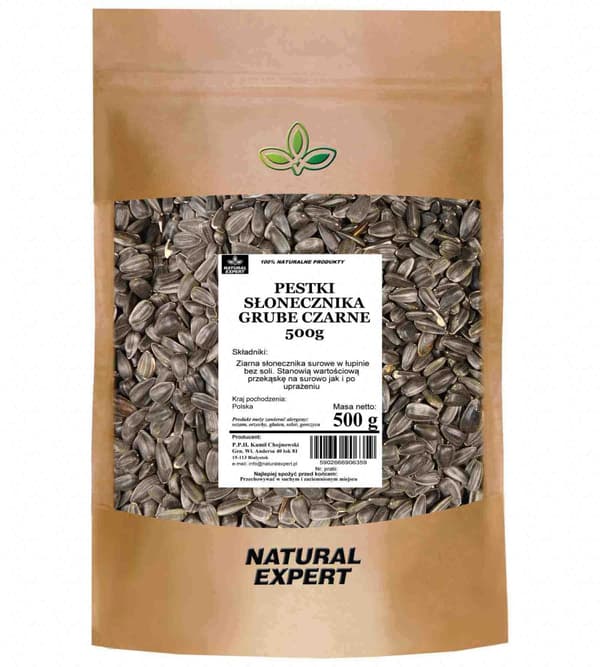 Mustat auringonkukansiemenet, karkeat, 500 g