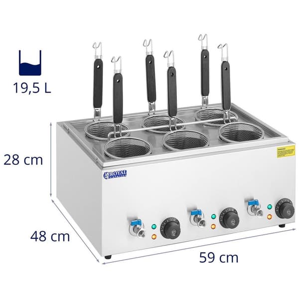 Royal Catering Pastakokare med 6 pastakorgar - Temperatur: 30–110 °C
