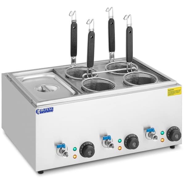 Royal Catering Pastakokare med 4 pastakorgar och GN 1/3 behållare - Temperatur: 30–110 °C