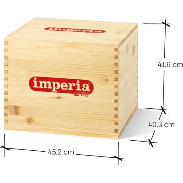 Imperia - grov GranGourmet ipasta + 6,5 mm fettuccineskär + 12 mm lasagnettskuren med elegant förpackning i trälåda