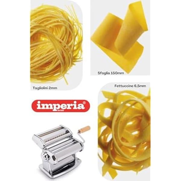 IMPERIA pastamaskin - Classic Line - Stål - Justerbara rullar - Tillverkad i Italien