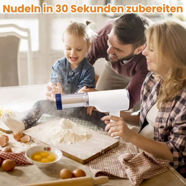 Lollanda Elektrisk Idiyappam och pastamaskin, handhållen trådlös pastapressar, 6-i-1 automatisk pastamaskin