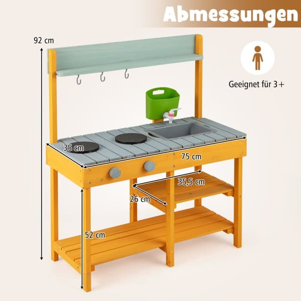 Utomhus barnkök, 75x35x92 cm, Orange