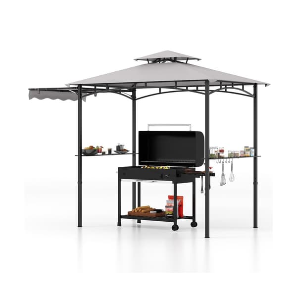 Grillpaviljong, 10,5x5 ft, Grå