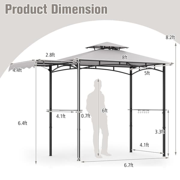Grillpaviljong, 10,5x5 ft, Grå