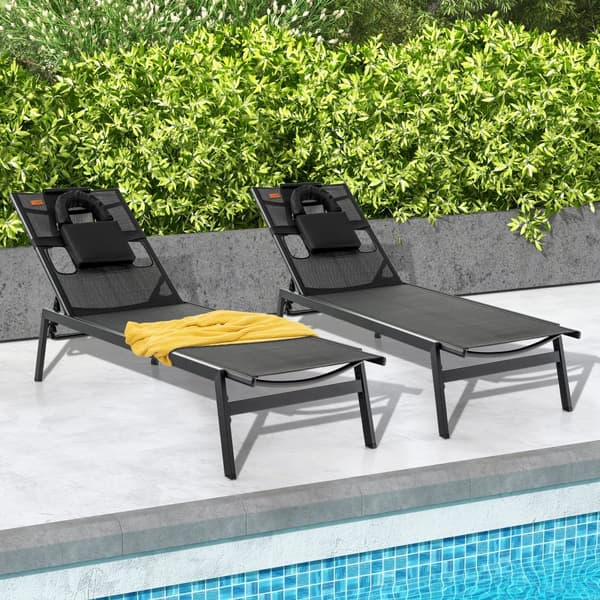 Utomhusloungefåtölj, 162,56 cm-207,01 cm x 63,5 cm x 97,79 cm-31,75 cm, Svart