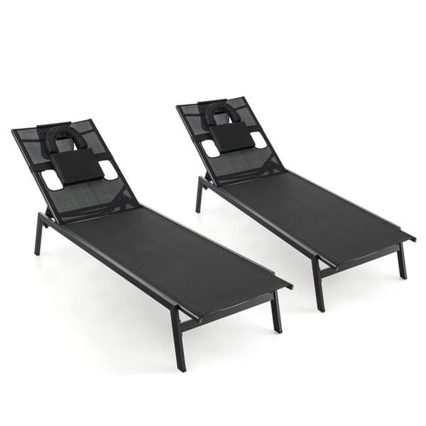 Utomhusloungefåtölj, 162,56 cm-207,01 cm x 63,5 cm x 97,79 cm-31,75 cm, Svart