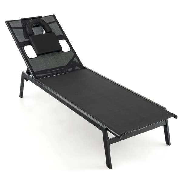 Utomhusloungefåtölj, 162,56 cm-207,01 cm x 63,5 cm x 97,79 cm-31,75 cm, Svart