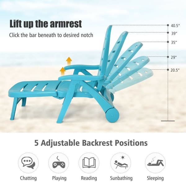 Utomhus Chaise Lounge, 76x74x104 cm, 76x187x56 cm, 76x32x98 cm, Grå