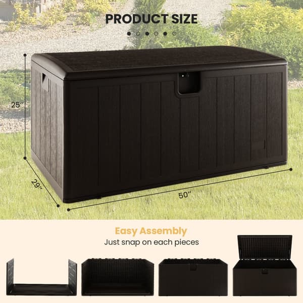 Utemöbel Förvaringsbehållare, 130 Gallon Utemöbel Allvädersförvaringsbehållare med Låsbar Lock, 50x22x25 tum, Brun