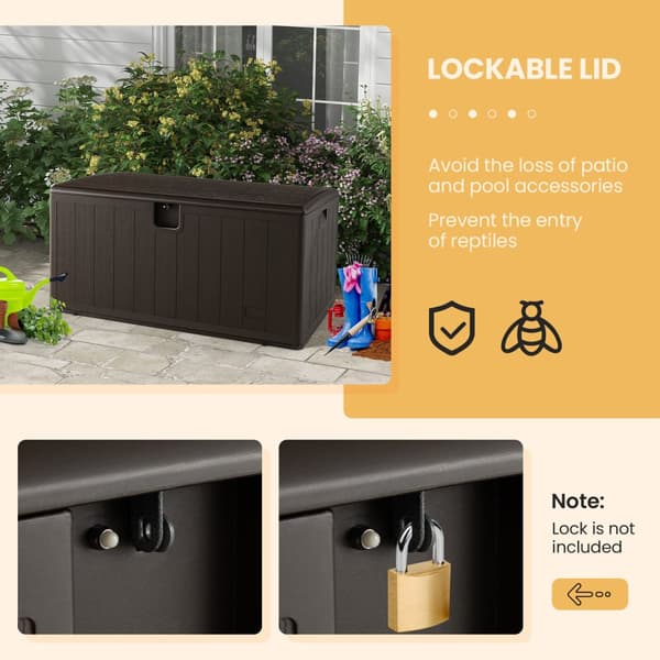 Utemöbel Förvaringsbehållare, 130 Gallon Utemöbel Allvädersförvaringsbehållare med Låsbar Lock, 50x22x25 tum, Brun