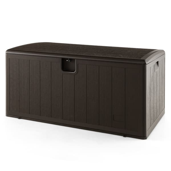 Utemöbel Förvaringsbehållare, 130 Gallon Utemöbel Allvädersförvaringsbehållare med Låsbar Lock, 50x22x25 tum, Brun