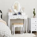 Miniatyrbild 1 av 8: Sminkbord Set, 31,5x16x53,5 tum, Vit