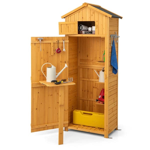 Trädgårdsredskapsförvaringsskåp, 29,5x20x71 tum, Naturlig