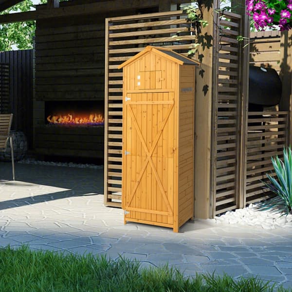 Trädgårdsredskapsförvaringsskåp, 29,5x20x71 tum, Naturlig