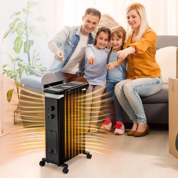 Oljeradiator, 1500W med hjul, 43,5x26,5x68,5 cm
