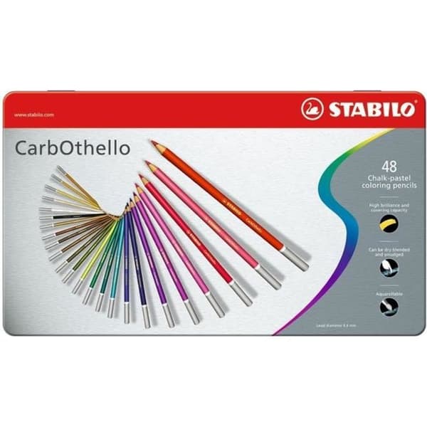 Akvarell pasteller - Stabilo - CarbOthello - 48 färger - Pennvässare ingår - Blandat