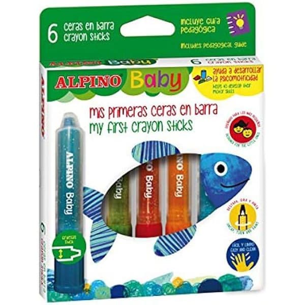 Färgningsvaxer - ALPINO - PX002006 - Set om 6 - Ljusa färger - Applikator ingår