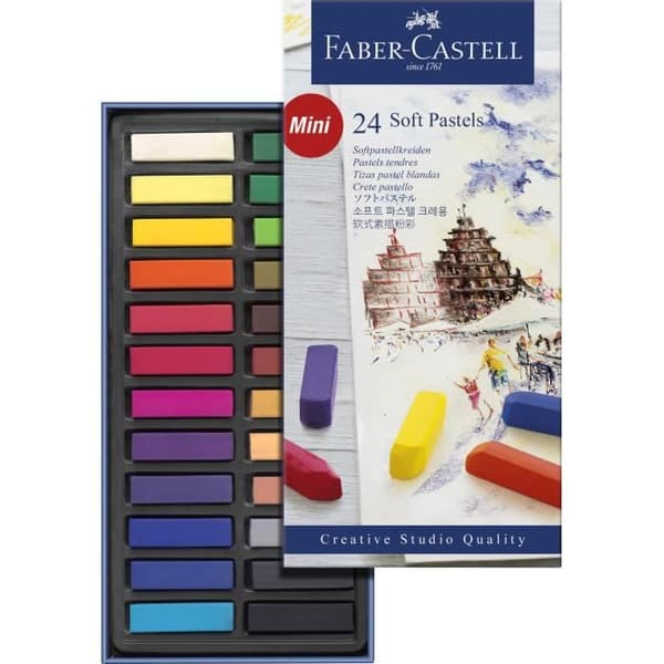 FABER-CASTELL Box med 24 halvmjuka fyrkantiga pasteller