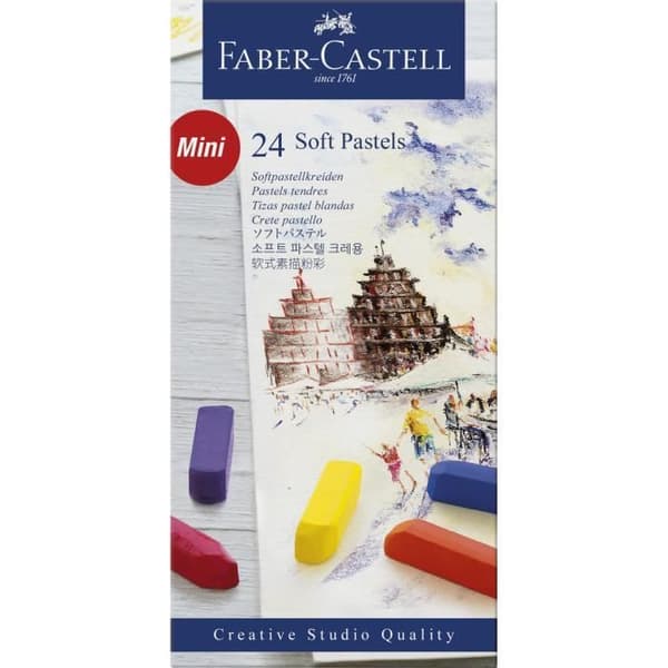FABER-CASTELL Box med 24 halvmjuka fyrkantiga pasteller