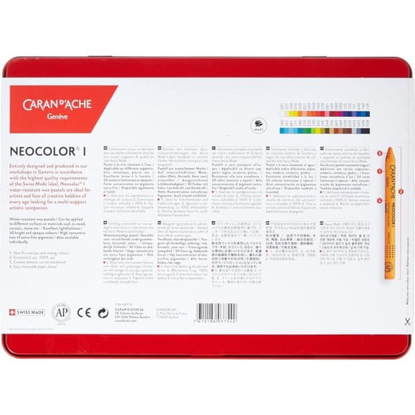 Caran D'Ache Neocolor I - Vattenlösliga vaxpastellkritor - kartong med 40 st