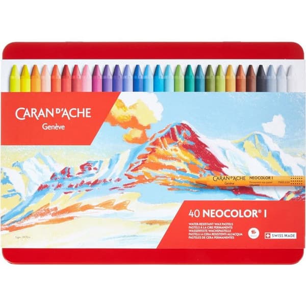 Caran D'Ache Neocolor I - Vattenlösliga vaxpastellkritor - kartong med 40 st