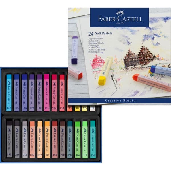 FABER-CASTELL Box med 24 mjuka fyrkantiga pasteller