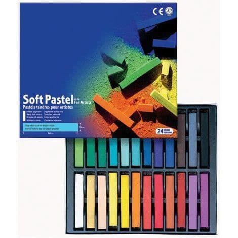 Pastellkritor - MUNGYO - 007036 - Box med 24 - Diverse färger - Extra fina pigment