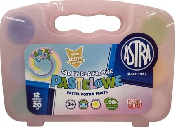 Pasteller - konstkrita Astra - 301123003 - pastell plakatmålningar 12 färger x 20 ml - väska JM pris mixat för 1 st