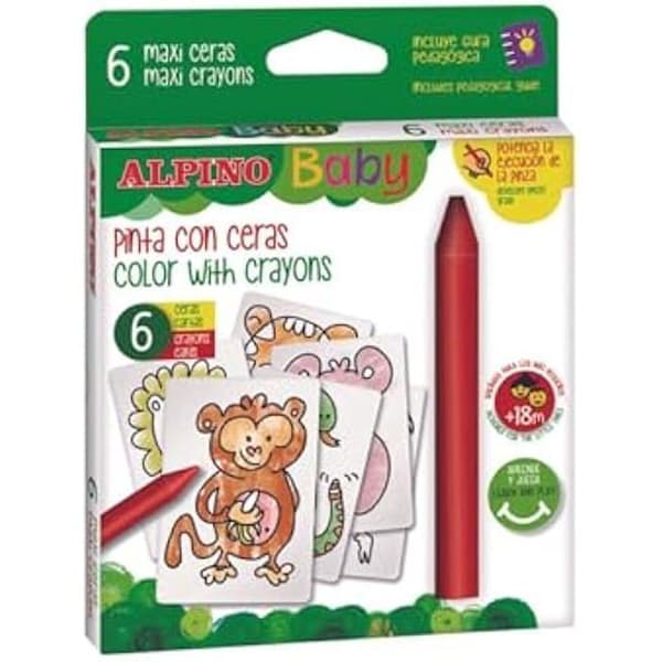 ALPINO 6 Cire Alpin Baby 6 Färgläggningskort Tema Djungeln (DA002006)