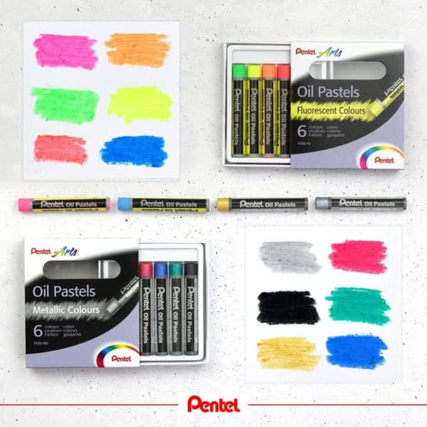 Pastellfärger - Pentelkonstkrita - PHN-MF12 - Arts Metallic och fluorescerande oljepastell - Box med 12 olika färger