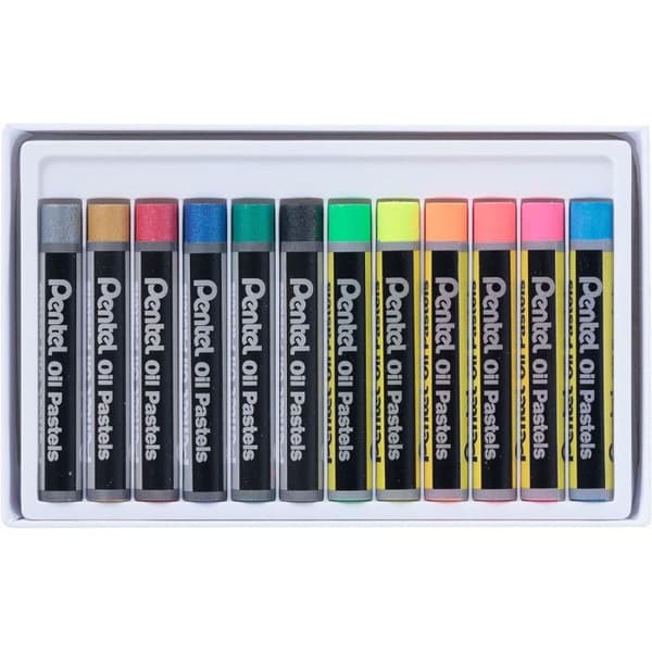 Pastellfärger - Pentelkonstkrita - PHN-MF12 - Arts Metallic och fluorescerande oljepastell - Box med 12 olika färger