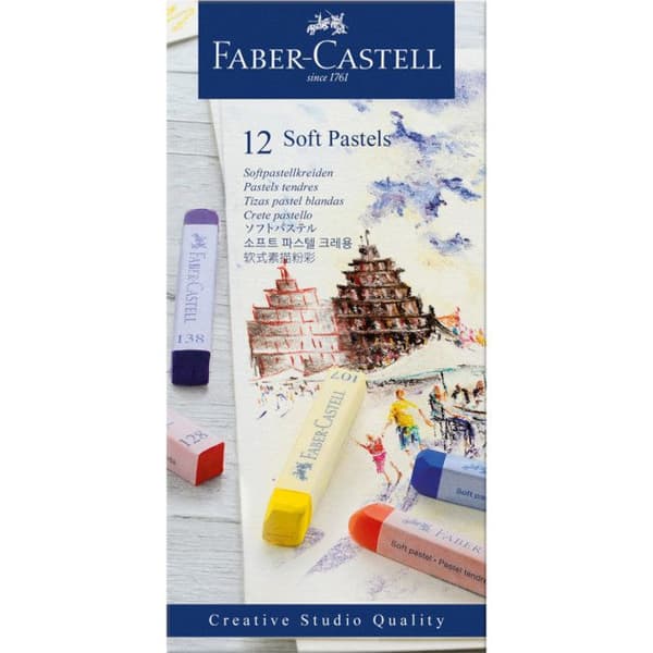 Pasteller - FABER-CASTELL - CREATIVE STUDIO - 12 Mjuka Stycken - Ljusbeständighet - Lätt att blanda