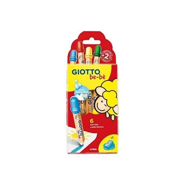 KRITVOKS - GIOTTO BEBÈ - F477600 - 6 STYCKEN - Blandade färger - Gigantisk spets Ø 7 mm