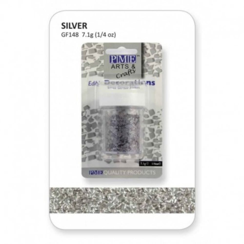 Silver Glitter Flakes PME Sugarcraft