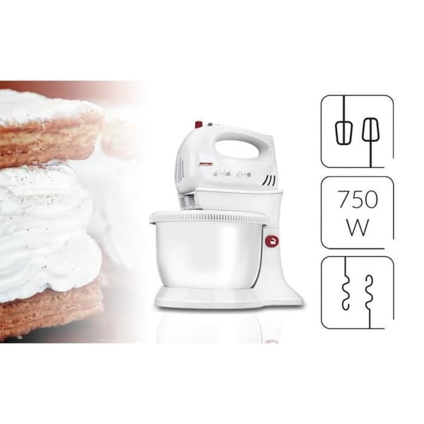 Bakverksmixer - MPM - MMR-16Z - 3,4 L roterande skål - 5 hastigheter + turbo - 750W