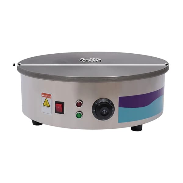 Crepe-maskine, 2800W effekt, 45 cm non-stick madlavningsflade,45 cm x 16 cm, Sølv