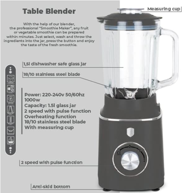 Berlinger Haus Bh-9539 Antracit Lumarko Kandeblender!