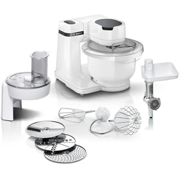 BOSCH Series 2 MUMS2AW21 Matberedare - 700 W - 4 hastigheter - 3,8 l - 3 skivor - Köttkvarn - Vit