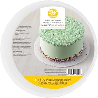 Wilton Cake Board White Plastic Fluted -25cm- pk/3 <>