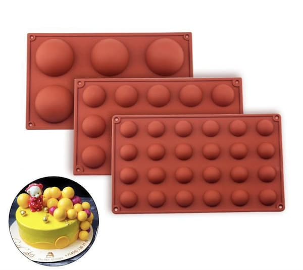 3-pack Silikonform - Kula/Halvklot 6/15/24 - Is/Choklad/Geléform