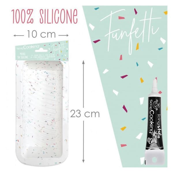 Rektangulär tårtform i silikon 27 cm + Svart glasyrpenna