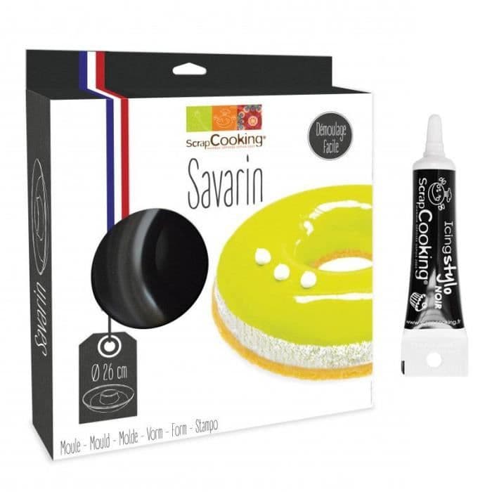 Savarin halvstyv kakform + svart glasyrpenna