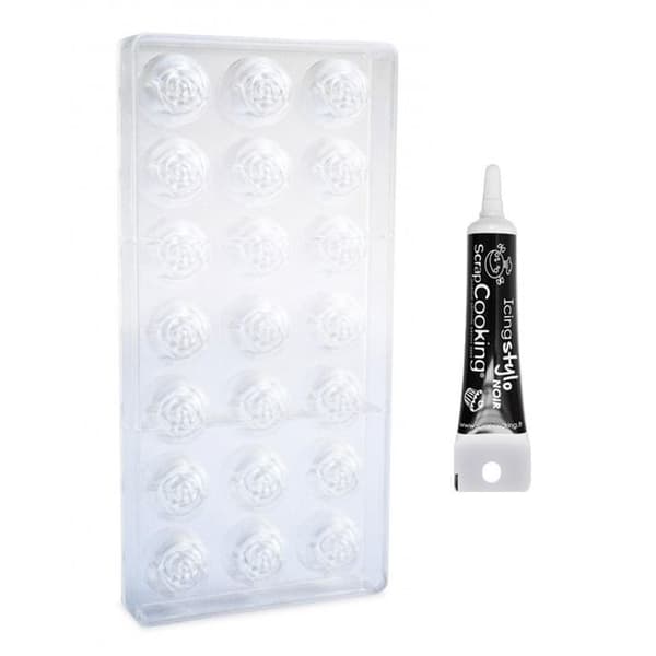 Roses Rigid Chokladform + Svart glasyrpenna