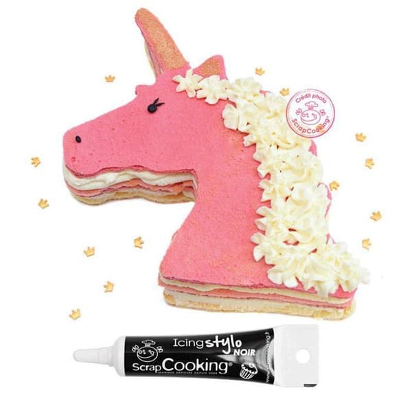 XXL Unicorn konditori i rostfritt stål + svart glasyrpenna