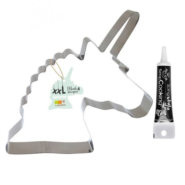 XXL Unicorn konditori i rostfritt stål + svart glasyrpenna