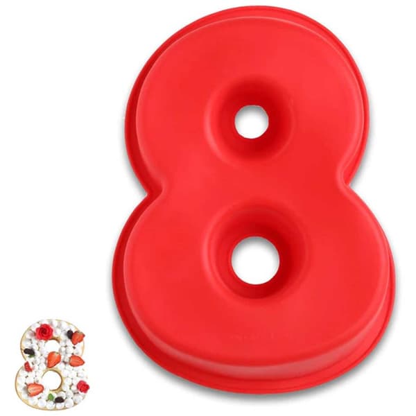 Stor bageform silikone kage form ciffer nummer 8